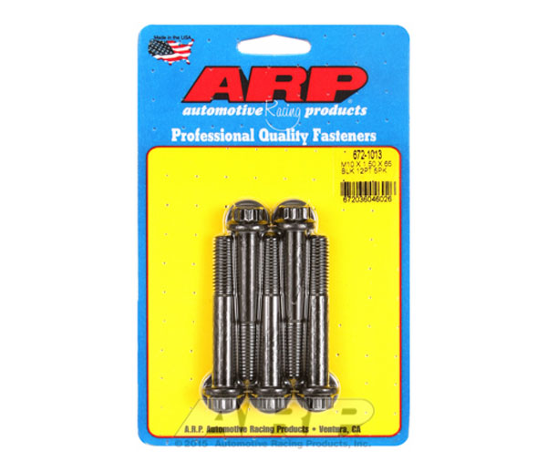ARP 10 mm x 1.50 Thread Bolt 65 mm Long 12 mm 12 Point Head Chromoly - Black Oxide - eliteracefab.com