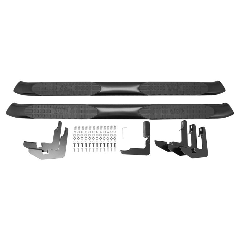 Westin 2005-2018 Toyota Tacoma Double Cab PRO TRAXX 5 Oval Nerf Step Bars - Black - eliteracefab.com