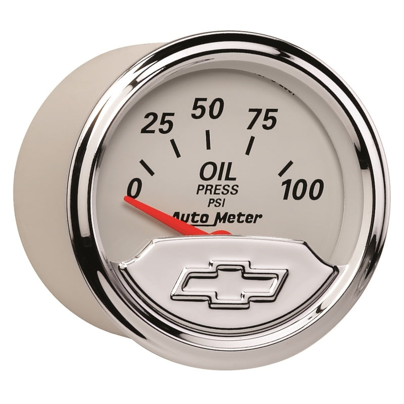 Autometer Chevy Vintage Bowtie 2-1/16in 0-100PSI Electronic Oil Pressure Gauge 1327-00408