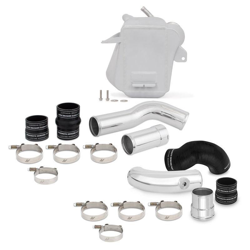 Mishimoto 11-16 Ford 6.7L Powerstroke Air-To-Water Intercooler Kit - Wrinkle Silverw/ Polished Pipes - eliteracefab.com