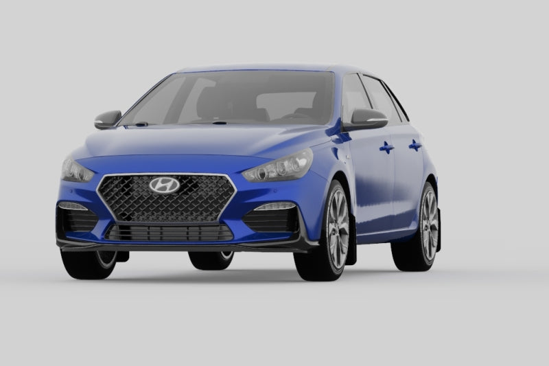 Rally Armor 2019+ Hyundai Elantra N Line UR Black Mud Flap w/ Performance Blue Logo - eliteracefab.com