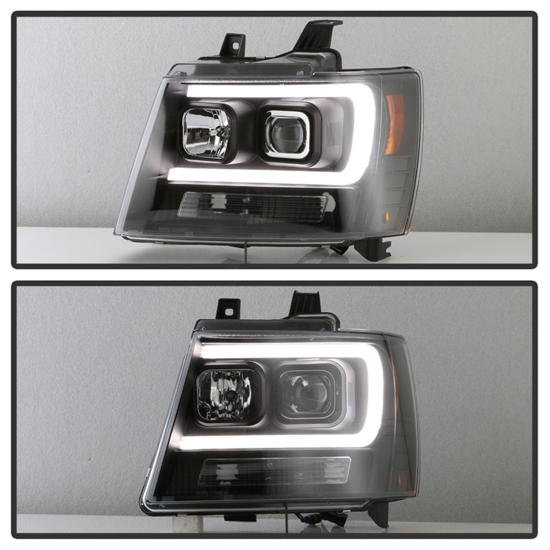 Spyder 07-14 Chevy Suburban/1500/2500/Tahoe V2 Projector Headlights All Blk PRO-YD-CSUB07V2-DRL-BKV2 - eliteracefab.com