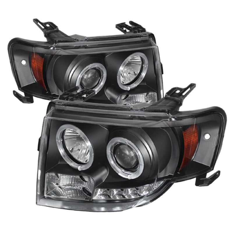 Spyder Ford Escape 08-12 Projector Headlights Halogen Model Only - DRL Black PRO-YD-FES08-DRL-BK - eliteracefab.com