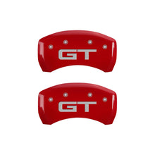 Load image into Gallery viewer, MGP 4 Caliper Covers Engraved Front 2015/Mustang Engraved Rear 2015/GT Red finish silver ch - eliteracefab.com