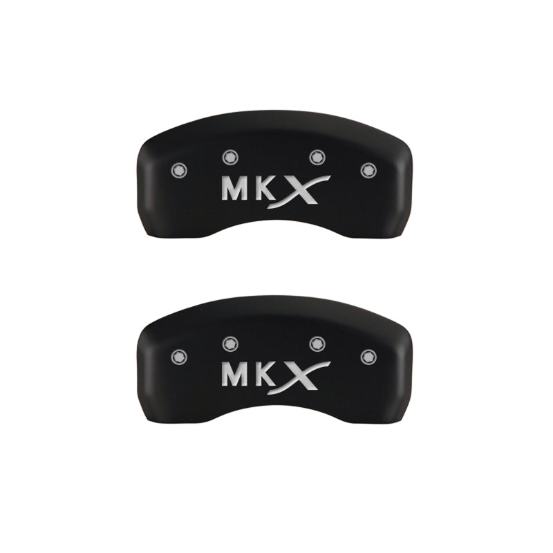 MGP 4 Caliper Covers Engraved Front Lincoln Engraved Rear MKX Red finish silver ch MGP