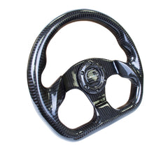 NRG Carbon Fiber Steering Wheel 320mm Flat Bottom Shinny Black Light Tone - eliteracefab.com