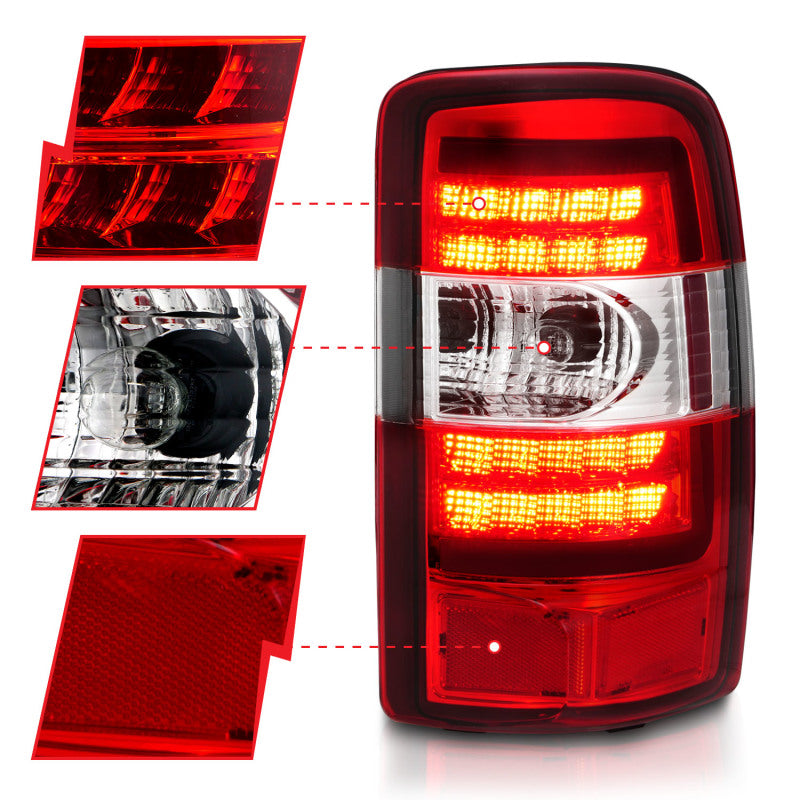 ANZO 2000-2006 Chevrolet Tahoe LED Tail Lights w/ Red Lens Chrome Housing ANZO