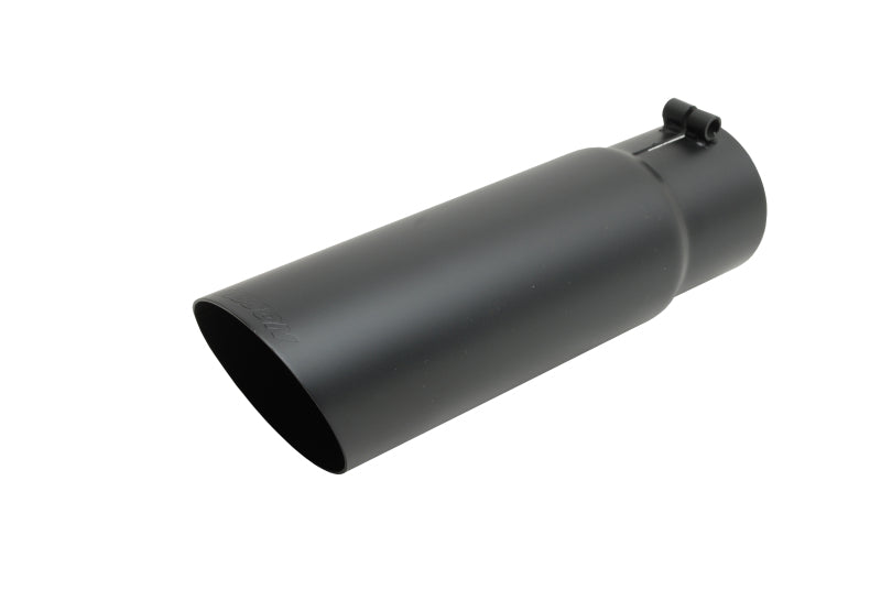 Gibson Round Single Wall Angle-Cut Tip - 5in OD/3in Inlet/12in Length - Black Ceramic Gibson