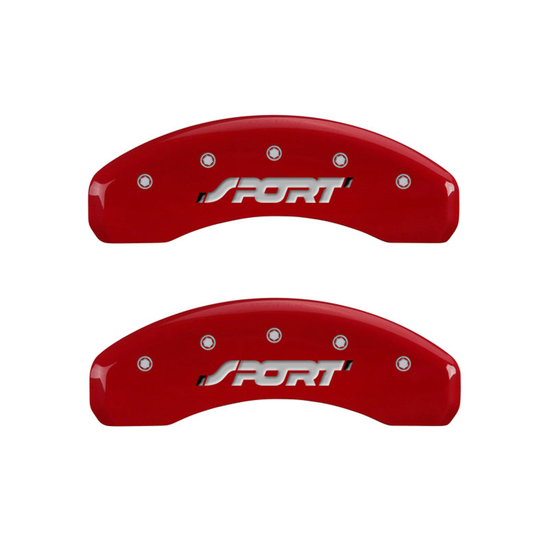 MGP 4 Caliper Covers Engraved Front & Rear SPORT Red finish silver ch MGP