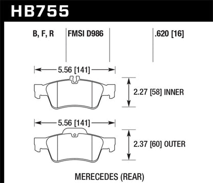 Hawk Performance HPS 5.0 Rear Brake Pads - HB755B.620 Hawk Performance