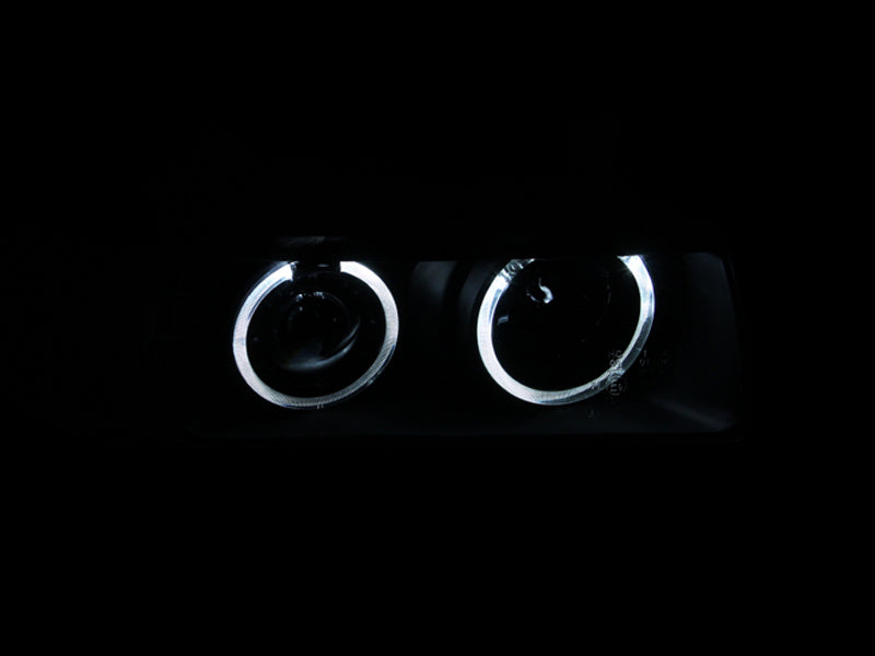 ANZO USA Bmw 3 Series E36 4dr Projector Headlights W/ Halo Black G2 1 Pc; 1992-1998 - eliteracefab.com