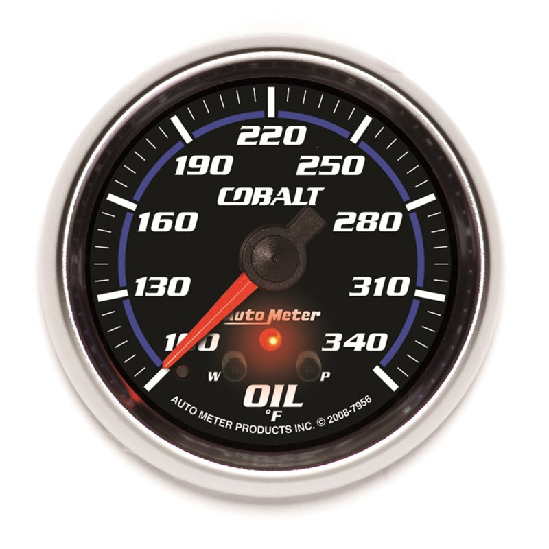 AutoMeter Gauge Oil Temp 2-5/8in. 340 Deg. F Stepper Motor W/ Peak & Warn Cobalt 7956