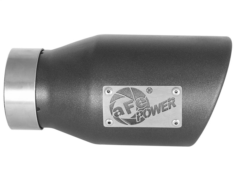 aFe MACH Force-Xp 3in 304 SS Metallic Black Exhaust Tip 3in In x 4-1/2in Out x 9in L Bolt-On Left aFe