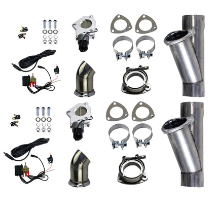 Granatelli 2.5in Aluminized Mild Steel Electronic Dual Exhaust Cutout w/Slip Fit & Band Clamp Granatelli Motor Sports