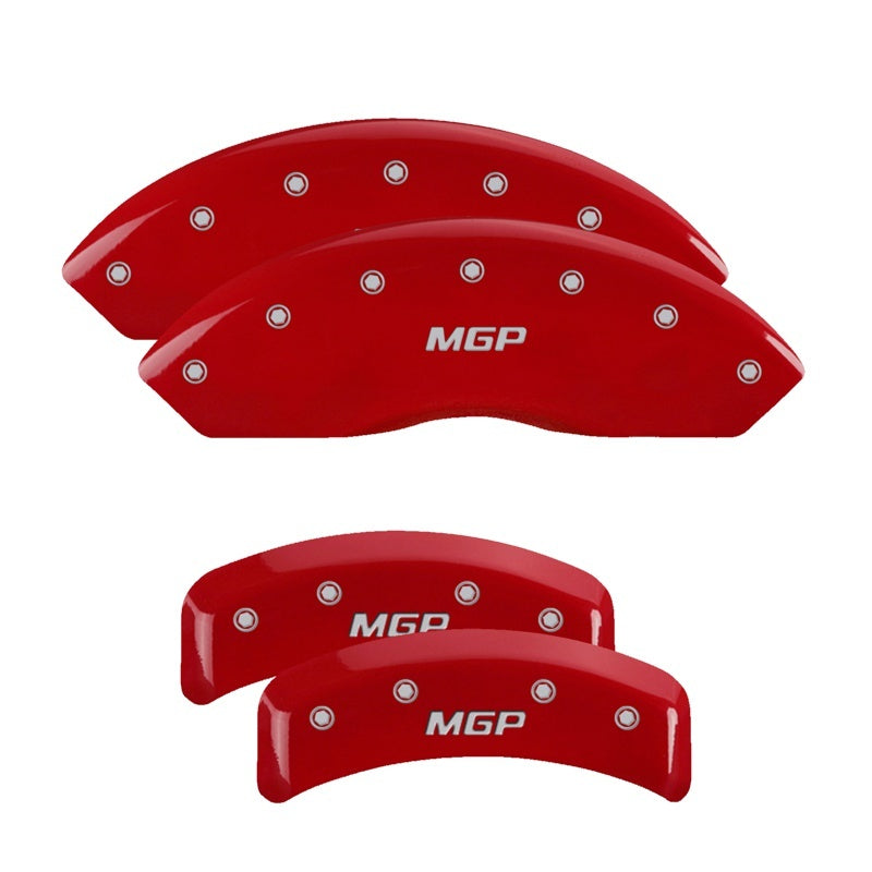 MGP 4 Caliper Covers Engraved Front & Rear Oval logo/Ford Red finish silver ch MGP