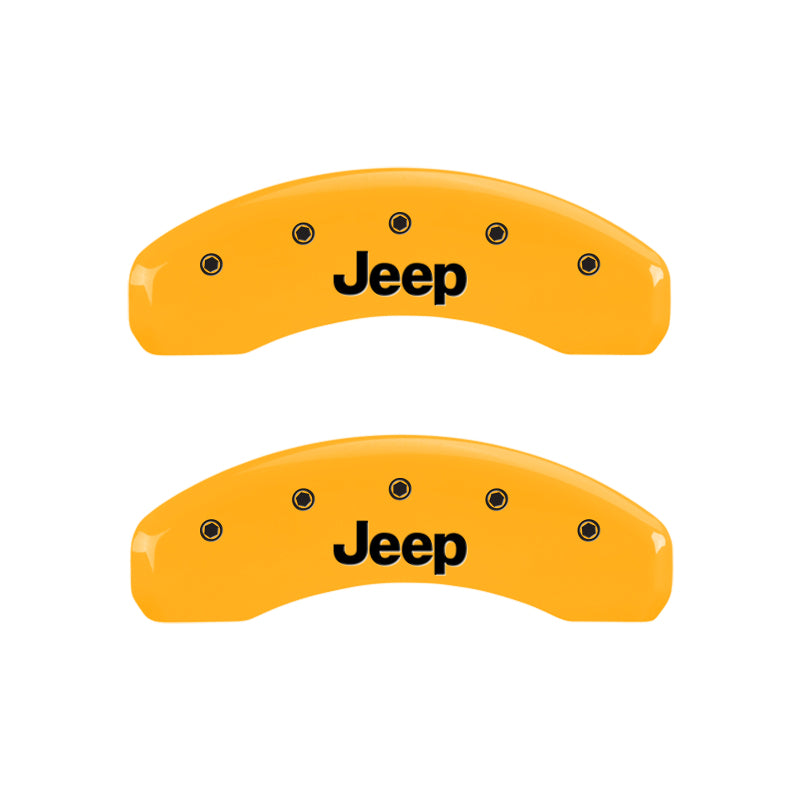 MGP 4 Caliper Covers Engraved Front & Rear Jeep Yellow Finish Black Char 2006 Jeep Wrangler MGP