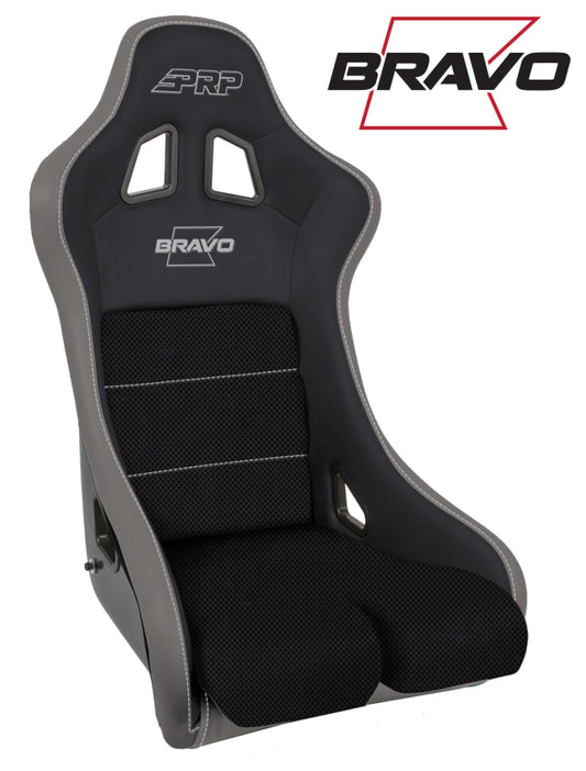PRP Bravo Composite Seat- Black/Grey (PRP Silver Outline/Bravo Silver- Silver Stitching) A4502-203