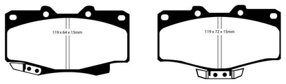 EBC 90-91 Toyota 4 Runner 2.4 Yellowstuff Front Brake Pads - eliteracefab.com
