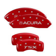 Load image into Gallery viewer, MGP 4 Caliper Covers Engraved Front &amp; Rear Acura Red finish silver ch