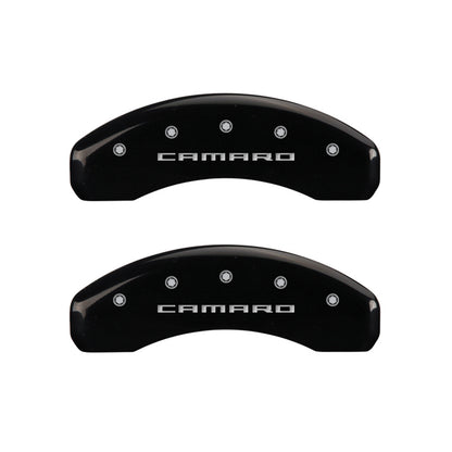 MGP 4 Caliper Covers Engraved Front & Rear Gen 5/Camaro Black finish silver ch - eliteracefab.com