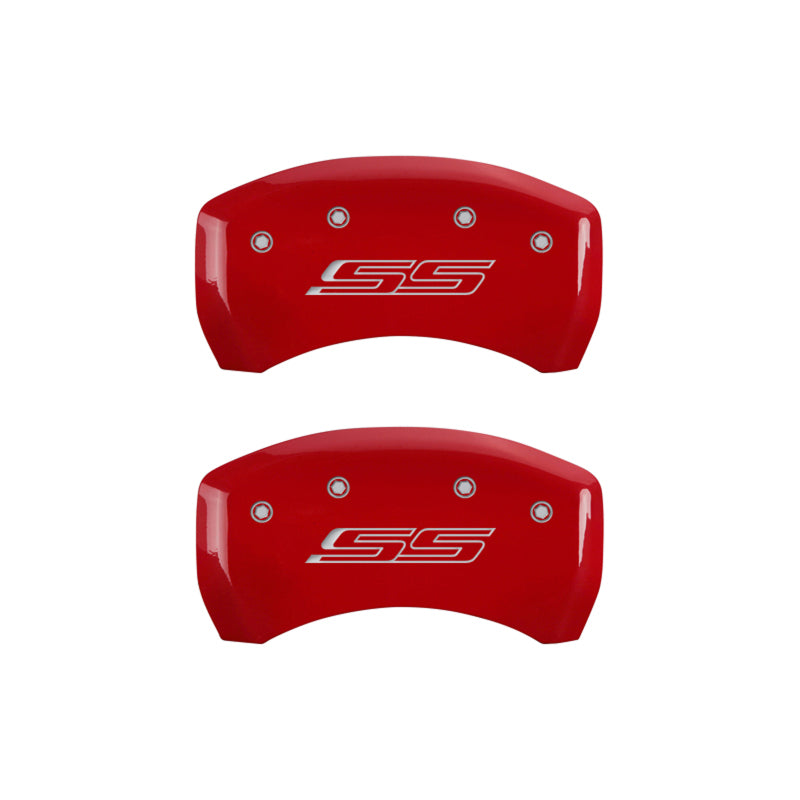 MGP 4 Caliper Covers Engraved Front & Rear Gen 5/SS Red finish silver ch MGP