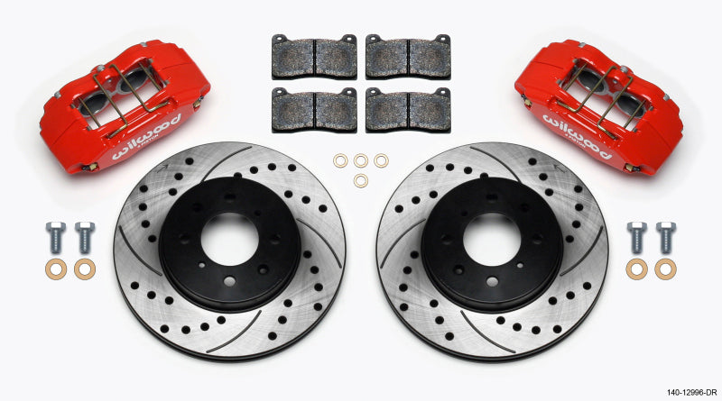 Wilwood DPHA Front Caliper & Rotor Kit Drill Red Honda / Acura w/ 262mm OE Rotor - eliteracefab.com