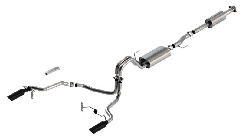 Borla F-150 2021 3.3L CC SB EC STB XL/XLT/LARIAT/KR/PLNM/LTD 3/2.25 SRE Cat-Back S-Type BLK CHR Tips - eliteracefab.com