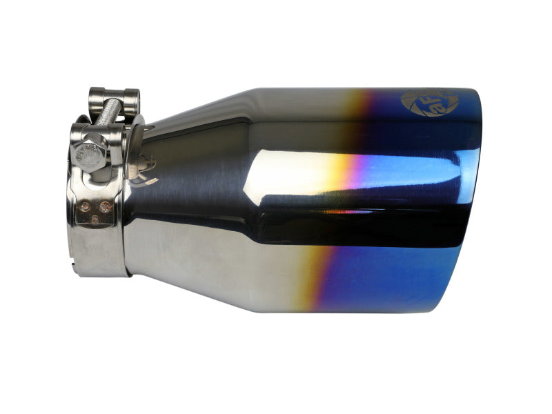 aFe Mach Force XP 304 Stainless Steel Clamp-On Exhaust Tip 2.5in Inlet / 4in Outlet - Blue Flame aFe