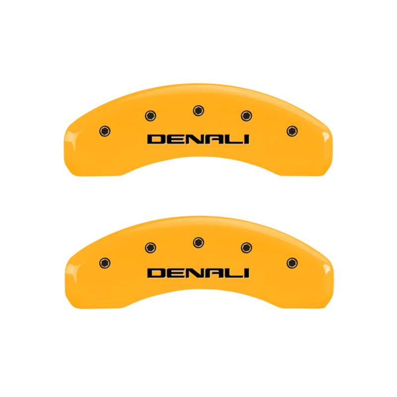 MGP 4 Caliper Covers Engraved Front & Rear Denali Yellow finish black ch MGP