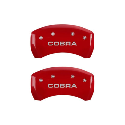 MGP Rear set 2 Caliper Covers Engraved Rear Cobra Red finish silver ch MGP