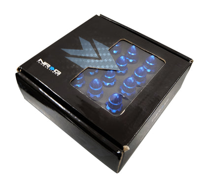 NRG 500 Series M12 X 1.5 Bullet Shape Steel Lug Nut Set - 21 Pc w/Lock Key - Blue - LN-LS500BL-21