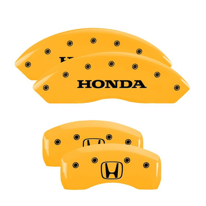 MGP 4 Caliper Covers Engraved Front Honda Engraved Rear H Logo Yellow finish black ch MGP