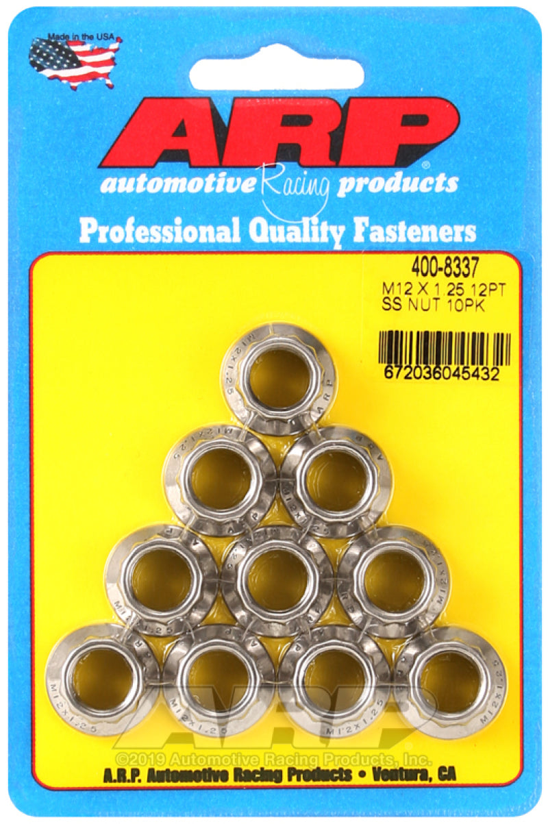 ARP M12 x 1.25 M14 WR 12pt Nut Kit - 10 Pack ARP