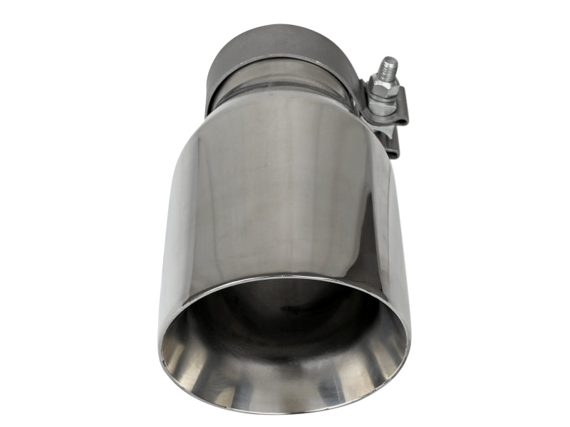 aFe MACH Force-Xp Univ 304 SS Double-Wall Clamp-On Exhaust Tip - Polished - 3in Inlet - 4.5in Outlet aFe