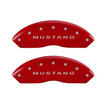 Load image into Gallery viewer, MGP 4 Caliper Covers Engraved Front Mustang Engraved Rear S197/GT Red finish silver ch - eliteracefab.com