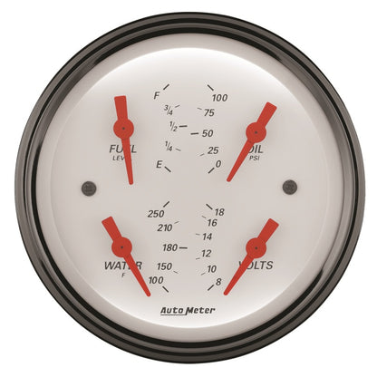 AutoMeter Gauge Quad 3-3/8in. 0 Ohm(e) to 90 Ohm(f)Elec Arctic White 1314