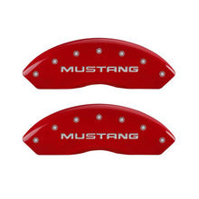 Load image into Gallery viewer, MGP 4 Caliper Covers Engraved Front Mustang Engraved Rear SN95/GT Red finish silver ch - eliteracefab.com
