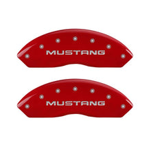 Load image into Gallery viewer, MGP 4 Caliper Covers Engraved Front Mustang Engraved Rear Pony Red finish silver ch - eliteracefab.com