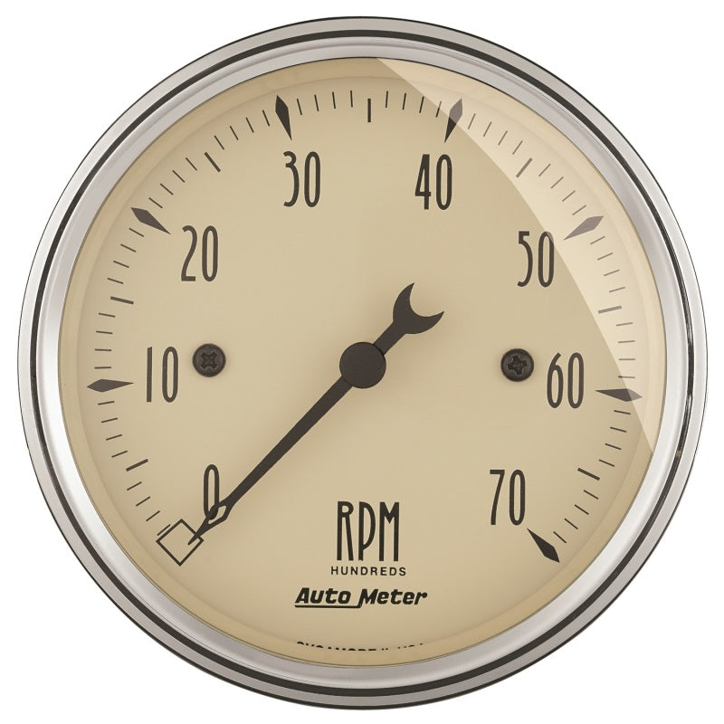 Autometer 3-1/8in Antique Beige In-Dash 7K RPM Tachometer Gauge 1898