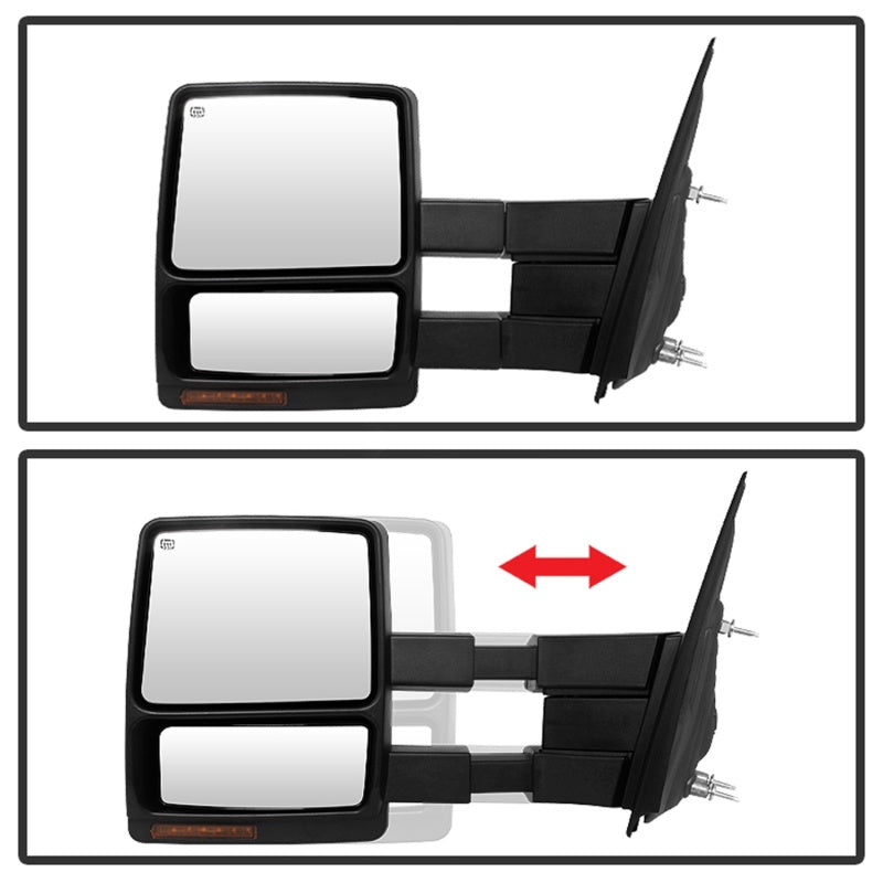 Xtune Ford F150 07-14 Power Heated Amber LED Signal Telescoping Mirror Left MIR-FF15007S-PWH-AM-L - eliteracefab.com