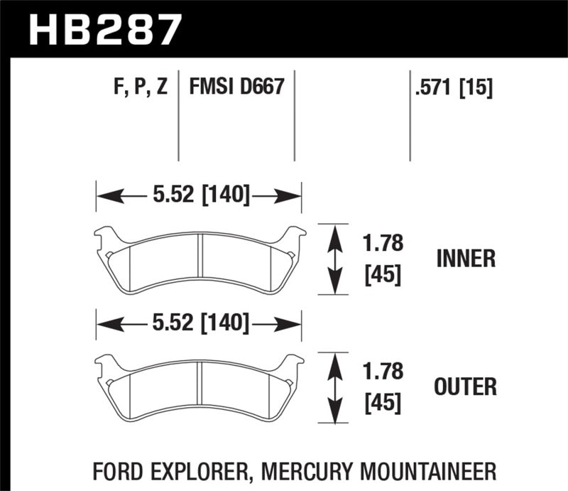 Hawk Performance Ceramic Brake Pads - HB287Z.571