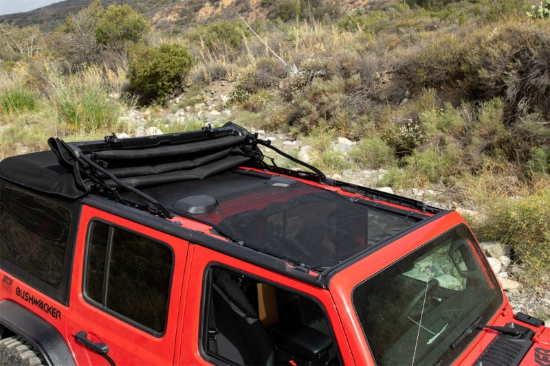 Rampage 2018-2019 Jeep Wrangler(JL) Unlimited Sport 4-Door Mesh Shade Top - Extended - Black - eliteracefab.com