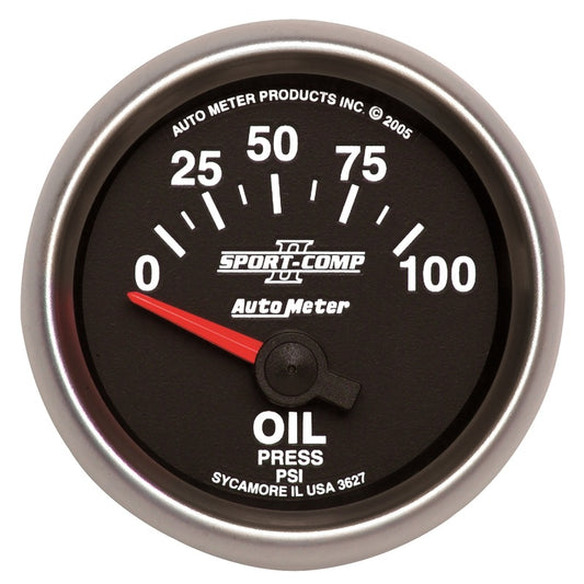 Autometer Sport-Comp II 52mm 0-100 PSI Short Sweep Electronic Oil Pressure Gauge 3627