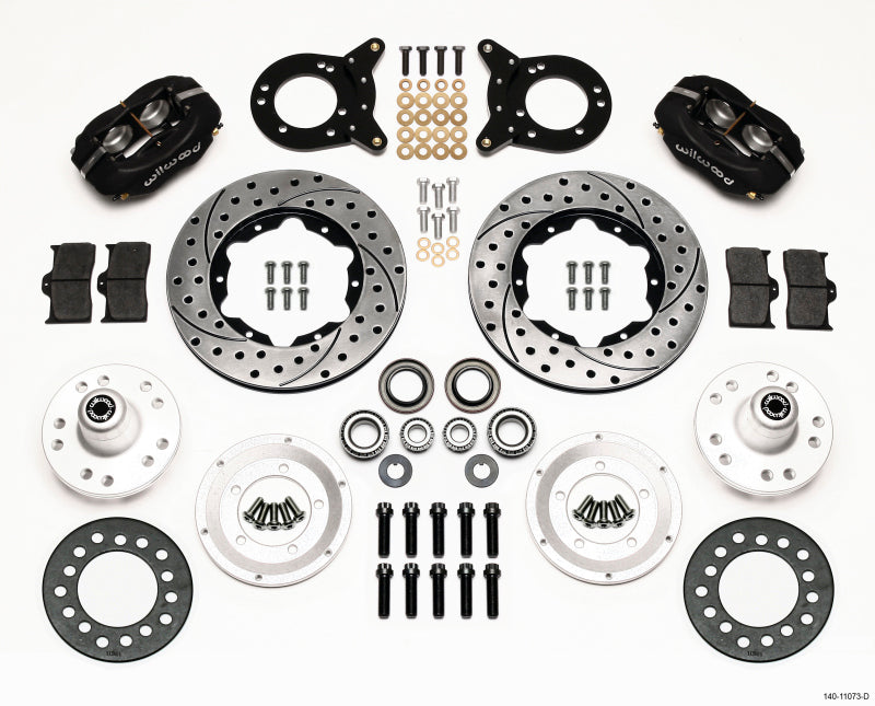 Wilwood Forged Dynalite Front Kit 11.00in Drilled 1970-1973 Mustang Disc & Drum Spindle Wilwood