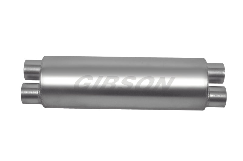 Gibson SFT Superflow Dual/Dual Round Muffler - 8x24in/3in Inlet/2.5in Outlet - Stainless Gibson