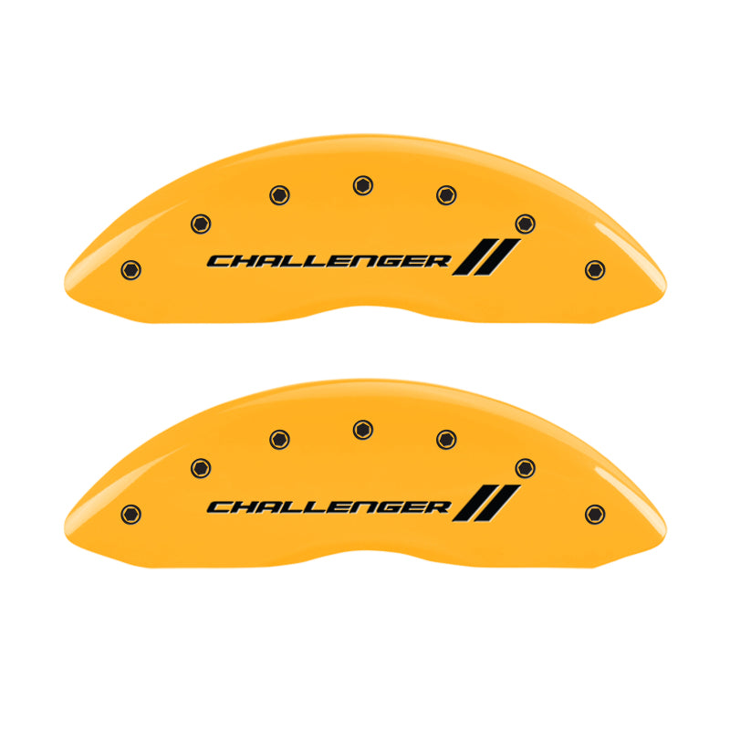 MGP 4 Caliper Covers Engraved F & R Stripes/Challenger Yellow Finish Black Char 2006 Dodge Charger MGP