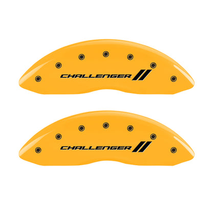 MGP 4 Caliper Covers Engraved F & R Stripes/Challenger Yellow Finish Black Char 2006 Dodge Charger MGP