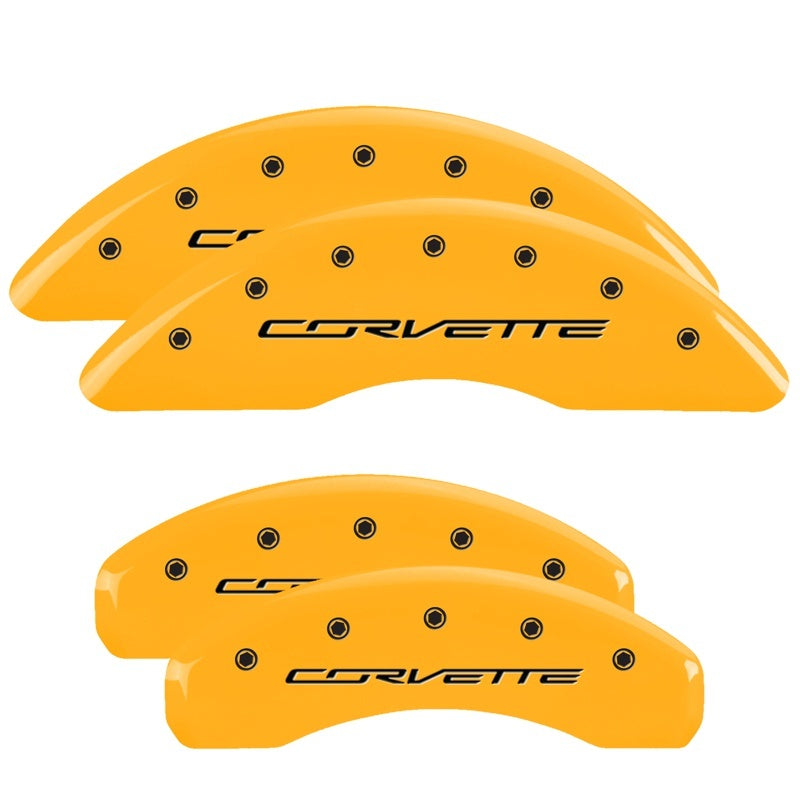 MGP 4 Caliper Covers Engraved Front & Rear C7/Corvette Yellow finish black ch MGP