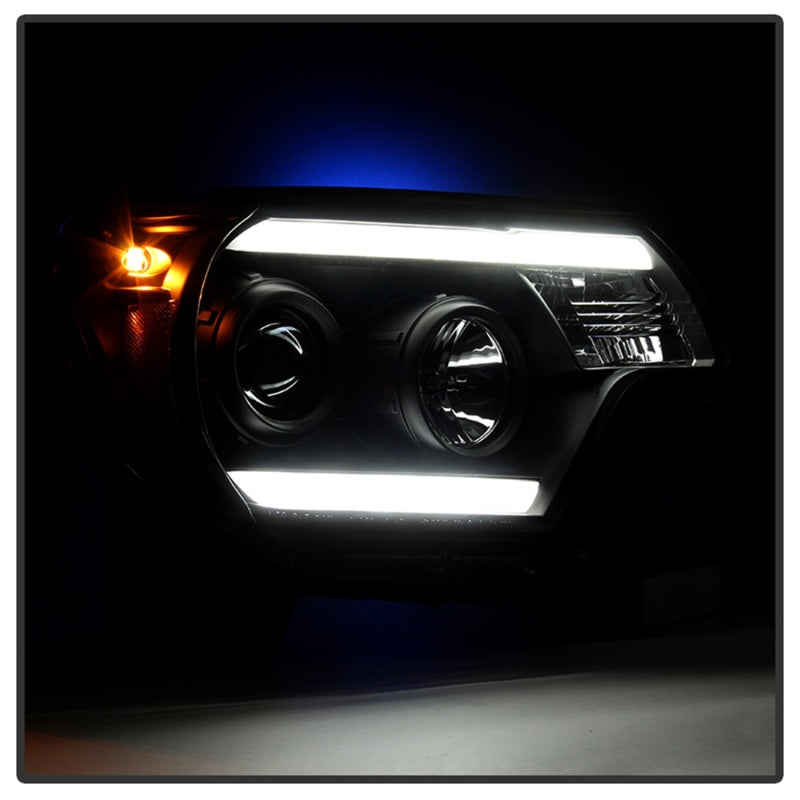 Spyder Toyota Tacoma 12-15 Projector Headlights Light Bar DRL Black PRO-YD-TT12-LBDRL-BK - eliteracefab.com