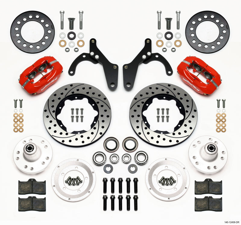 Wilwood Forged Dynalite Front Kit 11.00in Drill-Red 59-64 Chevy Impala / 63-64 Corvette Wilwood
